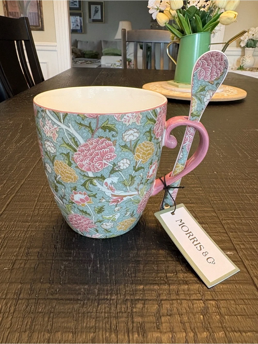 Morris and Co Cray pattern Ceramic Mug with Spoon